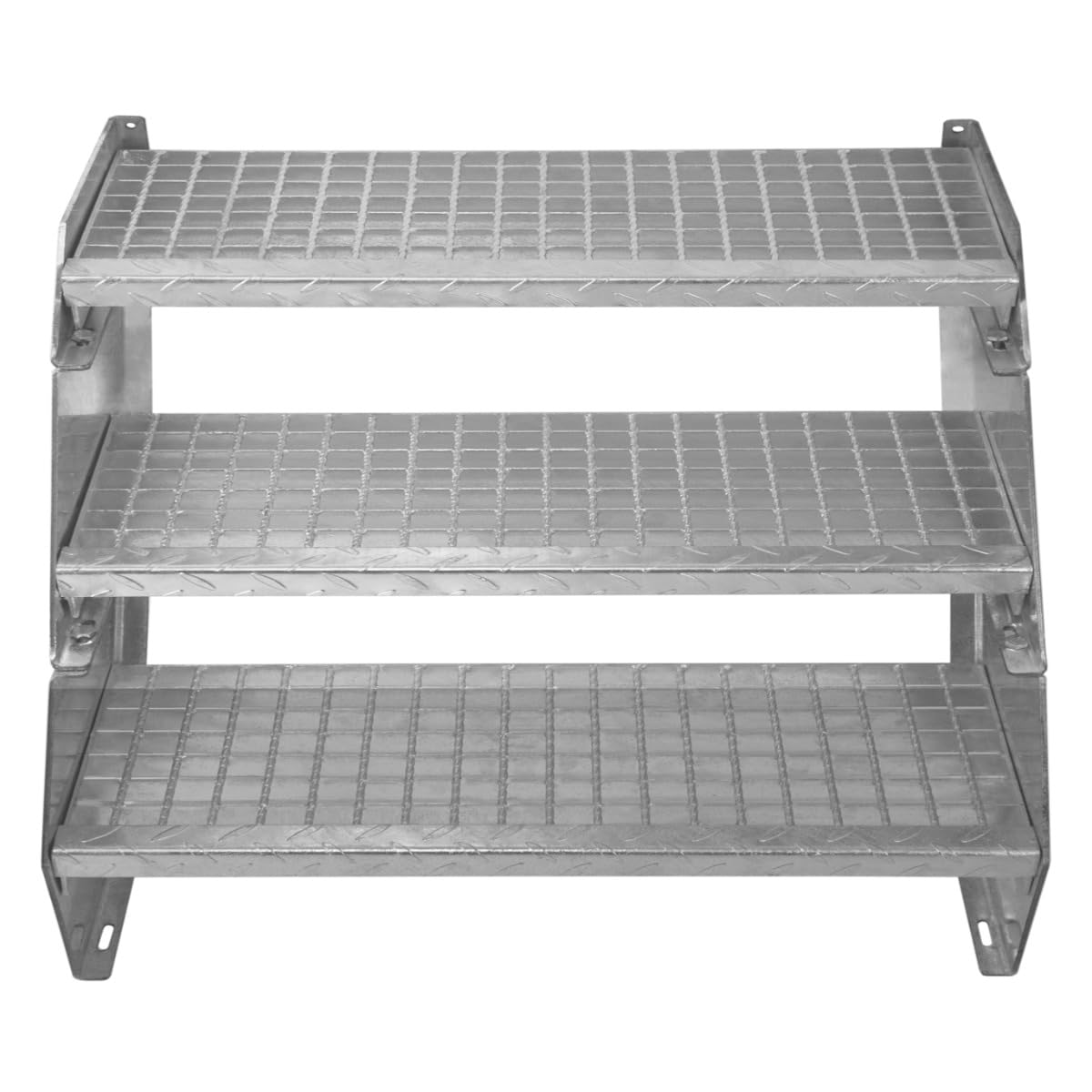 Escalera Metálica Ajustable - 7 escalones 900mm/90 cm ancho x 300mm/30cm alto | Acero Galvanizado | Peldaños impermeables | Pernos, arandelas y tuercas INCLUÍDOS | Ideal exterior