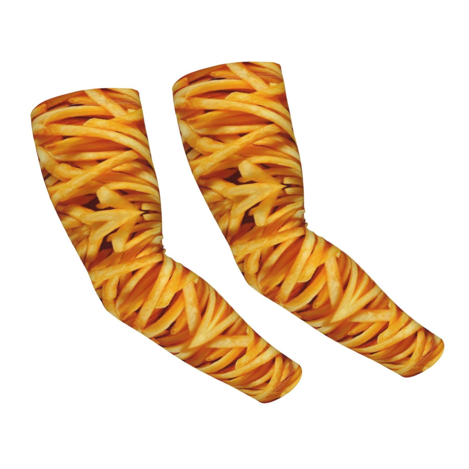Sun Protection Cooling Arm Sleeves With Thumb Holes French Fries Gardening Outdoors Sports Workouts Sunscreen Arm Sleeves