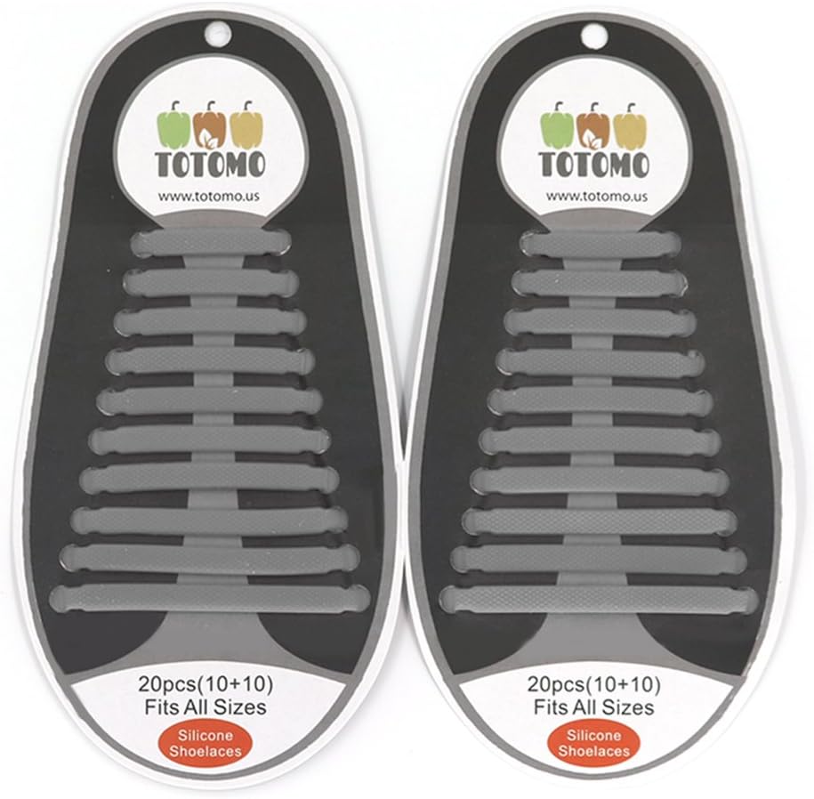TOTOMO Elastic Silicone No Tie Shoelaces for both Adults & Kids Sneakers Flat Running Shoe laces Tieless