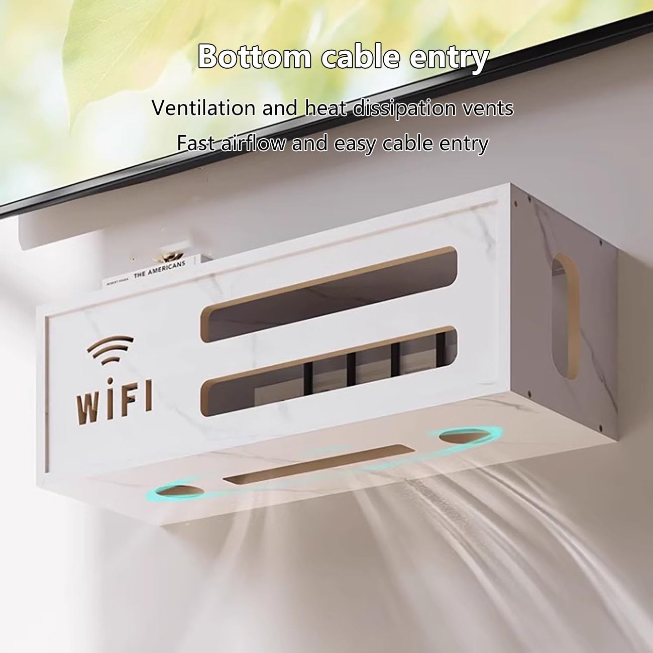 Caja De Almacenamiento WiFi Montada En La Pared,Pared Colgante WiFi Router Caja,Caja de Almacenamiento de enrutador,para Decodificador De Cable De Datos.(Natural)