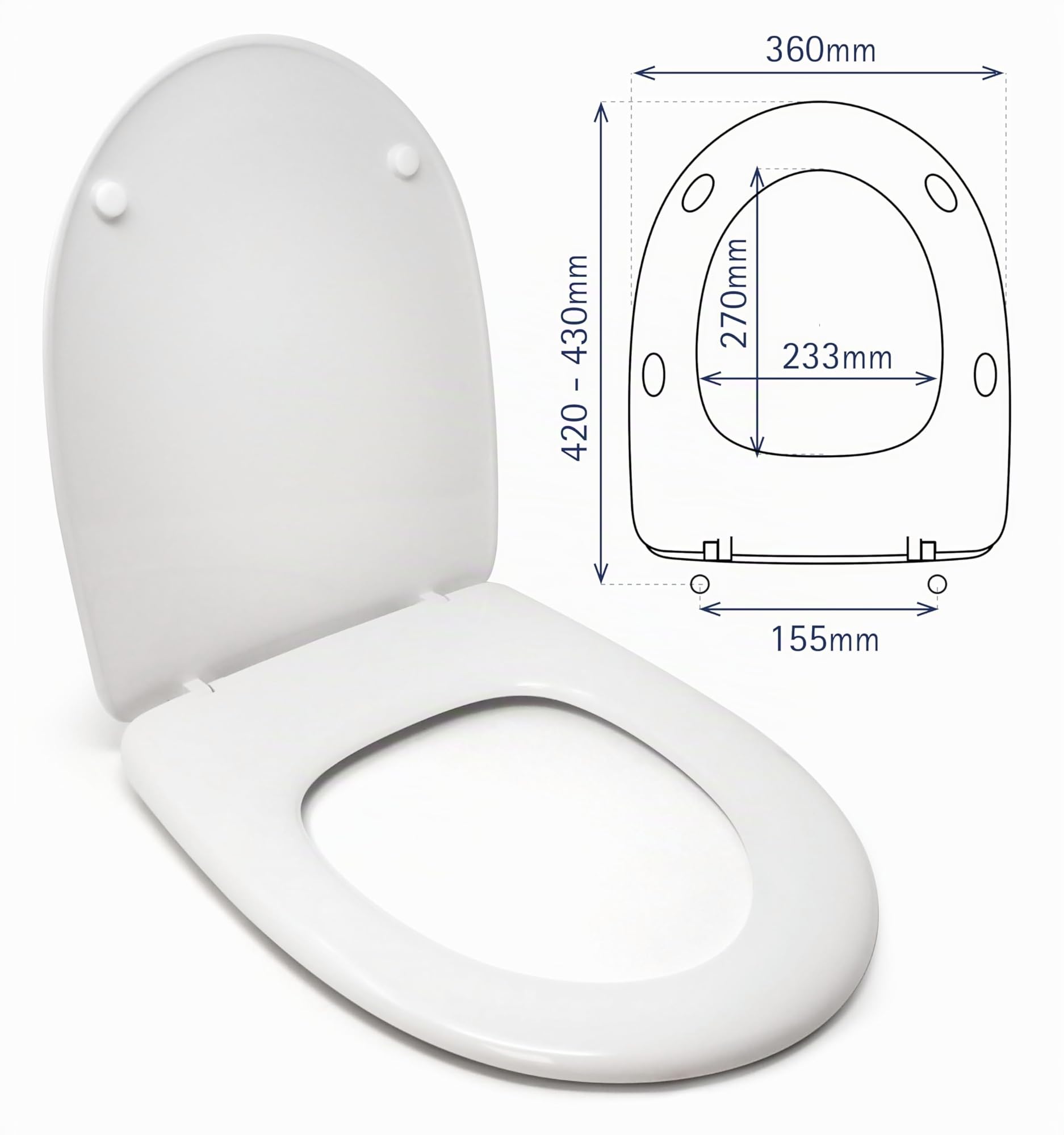 ABATTANT WC COMPATIBLE ODÉON JACOB DELAFON | CHARNIÈRE EN ACIER INOXYDABLE