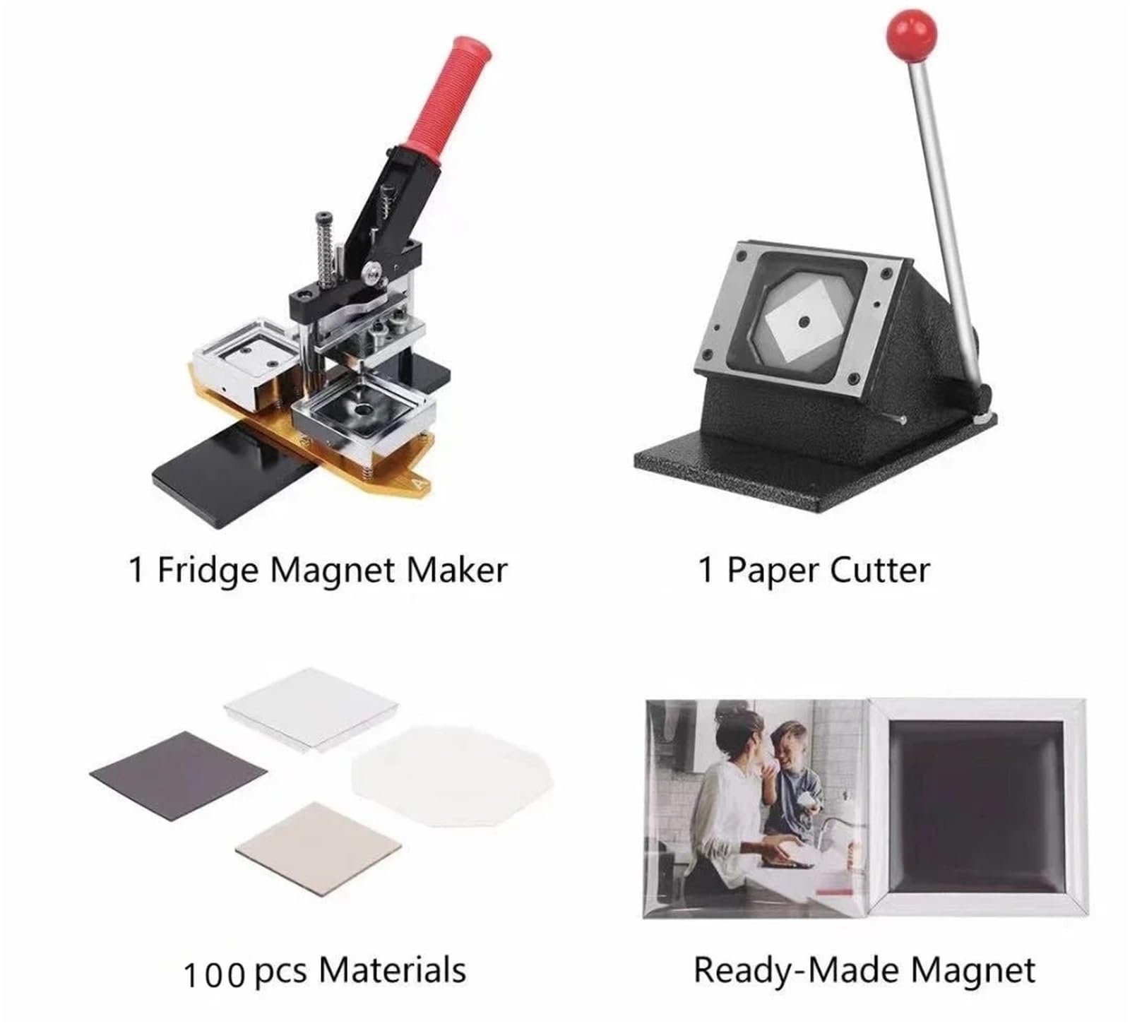 Badges Machine 63,5 * 63,5 mm Kształt prostokąta Niestandardowe zdjęcie Magnes Do lodówkę Przycisk Maker Zestaw maszynowy Photo Magnet Machine(Full set)