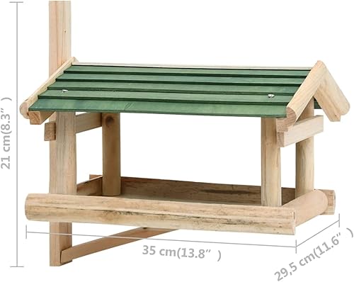 Miniatura 7 de Tidyard Comedero para pájaros con plataforma de alimentación y techo protector, montaje en madera de abeto para exteriores, comedero para pájaros