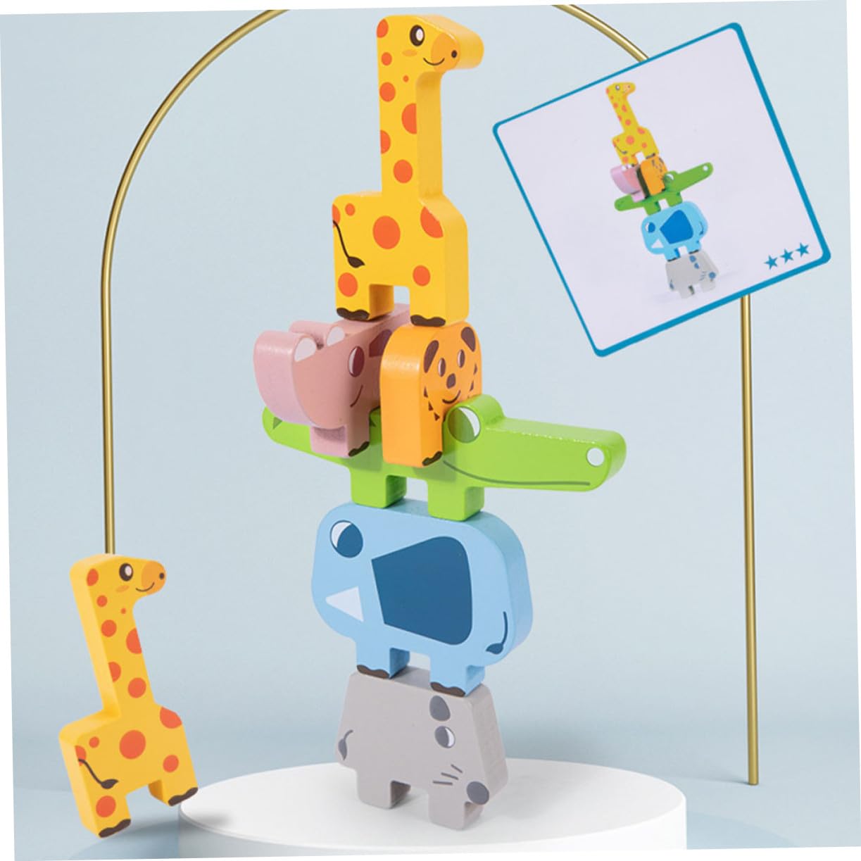 Juguete Educativo de Bloques Apilables para Niños Animales, Material Sintético y Colores Variados, Adecuado para Estimular la Capacidad Cognitiva Interacción Familiar