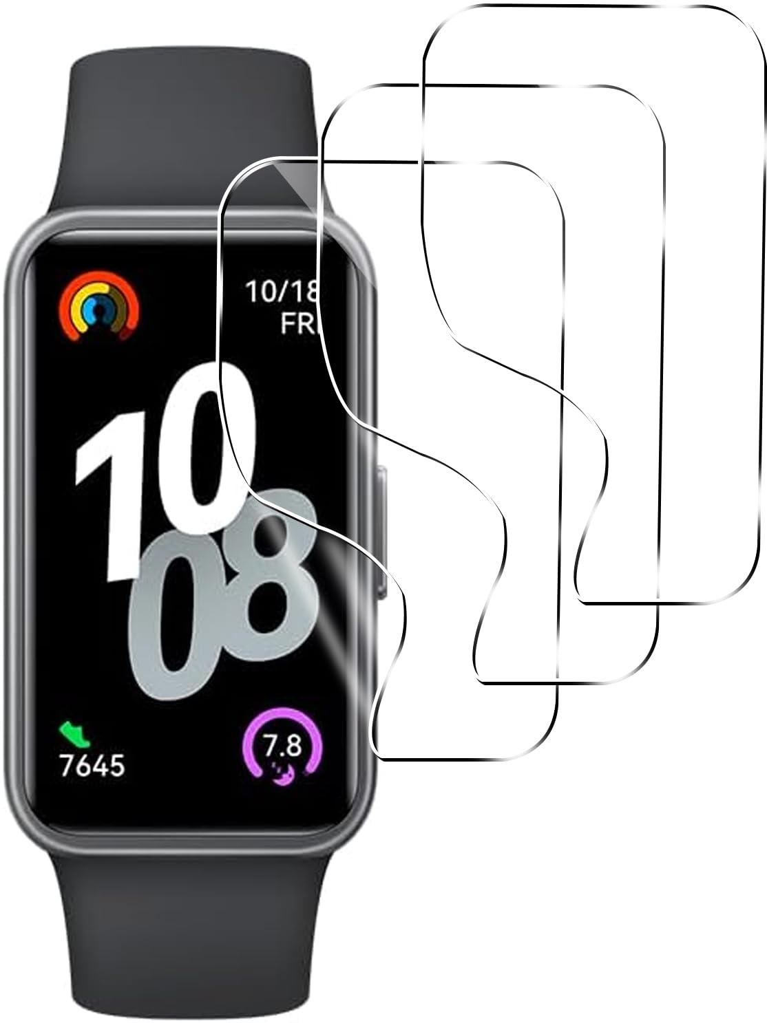 Murmure 3 Pack Screen Protector for HUAWEI Band 10 Smartwatch, Elastic Skin Soft TPU Full Coverage HD Clear Anti-Scratch No Bubbles Self-Healing flim,