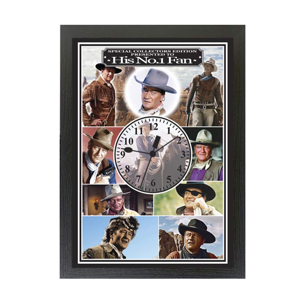 Personalised Gift Products Neutral/Classic Wayne Personalised Wall Clock - Cowboy Icon Western - Duke John- Present Gift