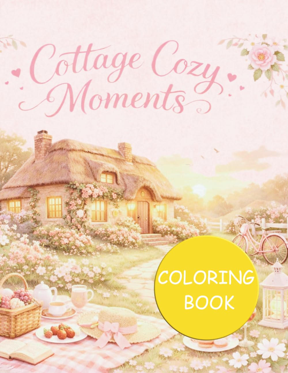 Cozy Cottage Moments Coloring Book — 20 Charming Illustrations | Large 8.5x11: Adult Coloring Book