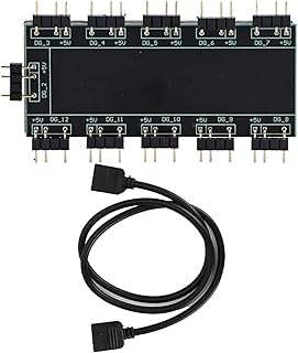 RGB Hub, Computer 10-Channel RGB Hub Splitter PC MOD Motherboard RGB Fan Extension Cable Hub for PC Desktop Computer Motherboard (5V 3-pin)