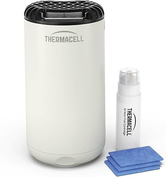 Thermacell Halo Mini Mosquito & Midge Protector, For Outdoors Activities, 20 m  Protection Zone, Scent & DEET-free, Includes 12-Hour Fuel Cartridge + 3 Mats, White