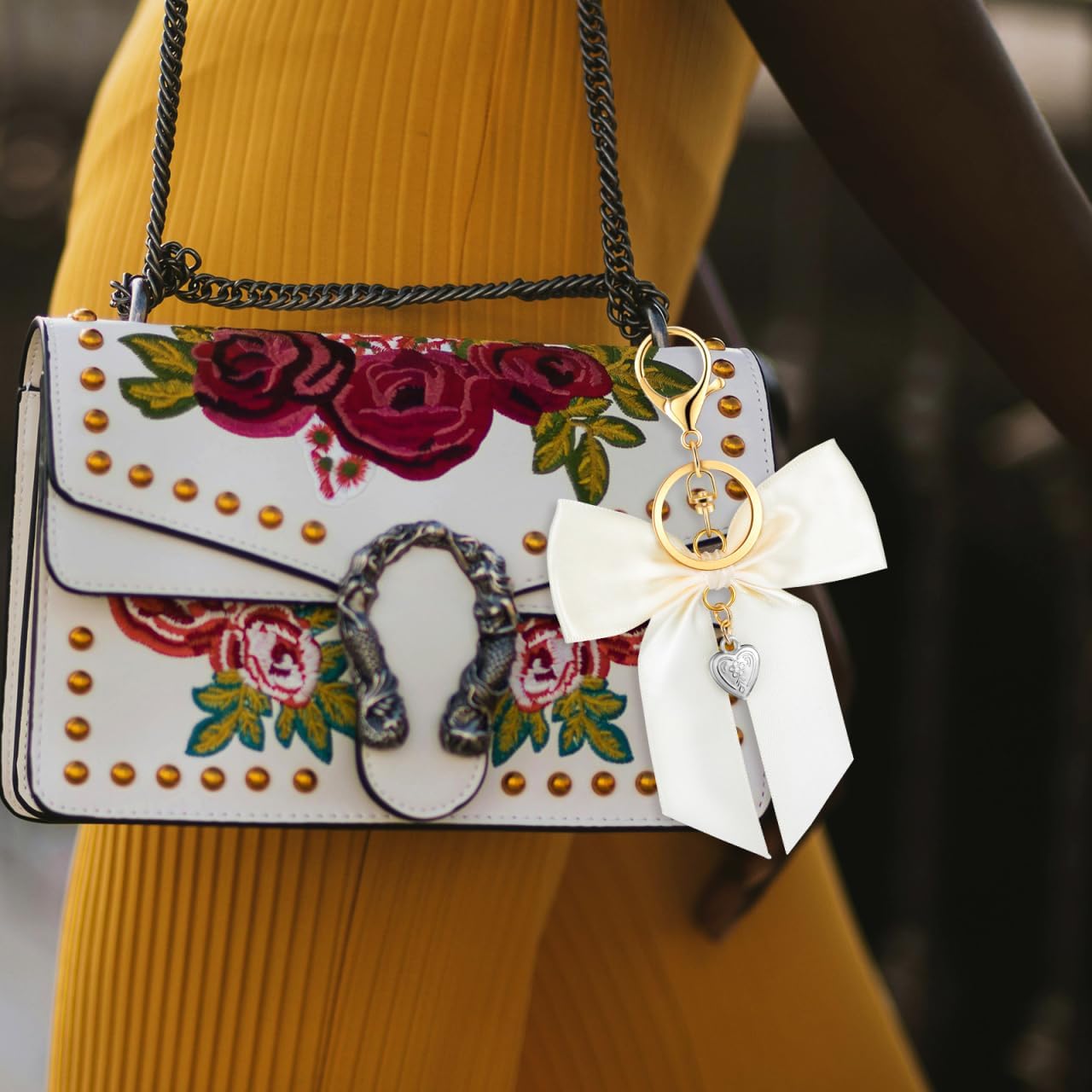 Bow Keychain Ribbon Keychain Charm Bowknot Keyring Bowknot Keychains Bow Bag Charm Decorative Purse Charms for Women - Image 7