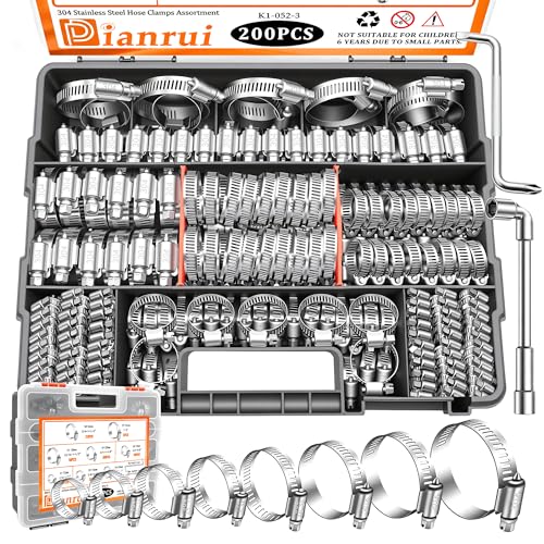 Dianrui 202-Piece Stainless Steel Hose Clamp Kit