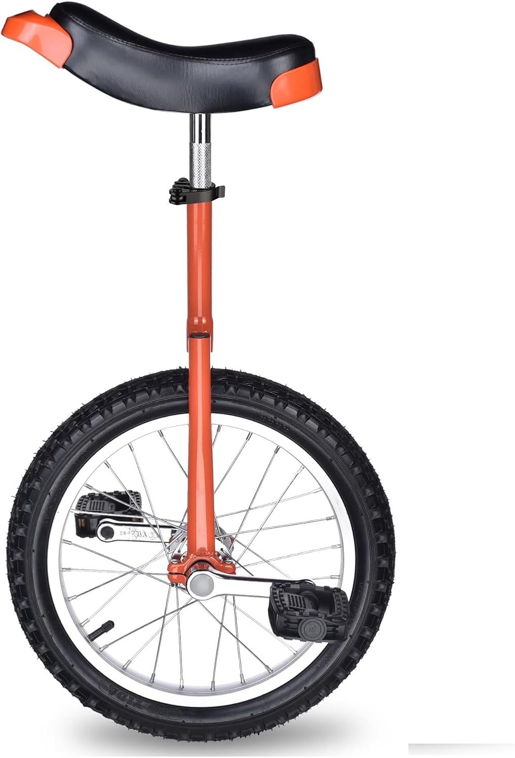 16" Wheel Unicycle Adult Fitness Exercise Balance Bike with Adjustable Seat Aluminum Alloy Rim Leakproof Butyl Tire Wheel Cycling for Balance Training, Riding Practice, Hobby (Orange)