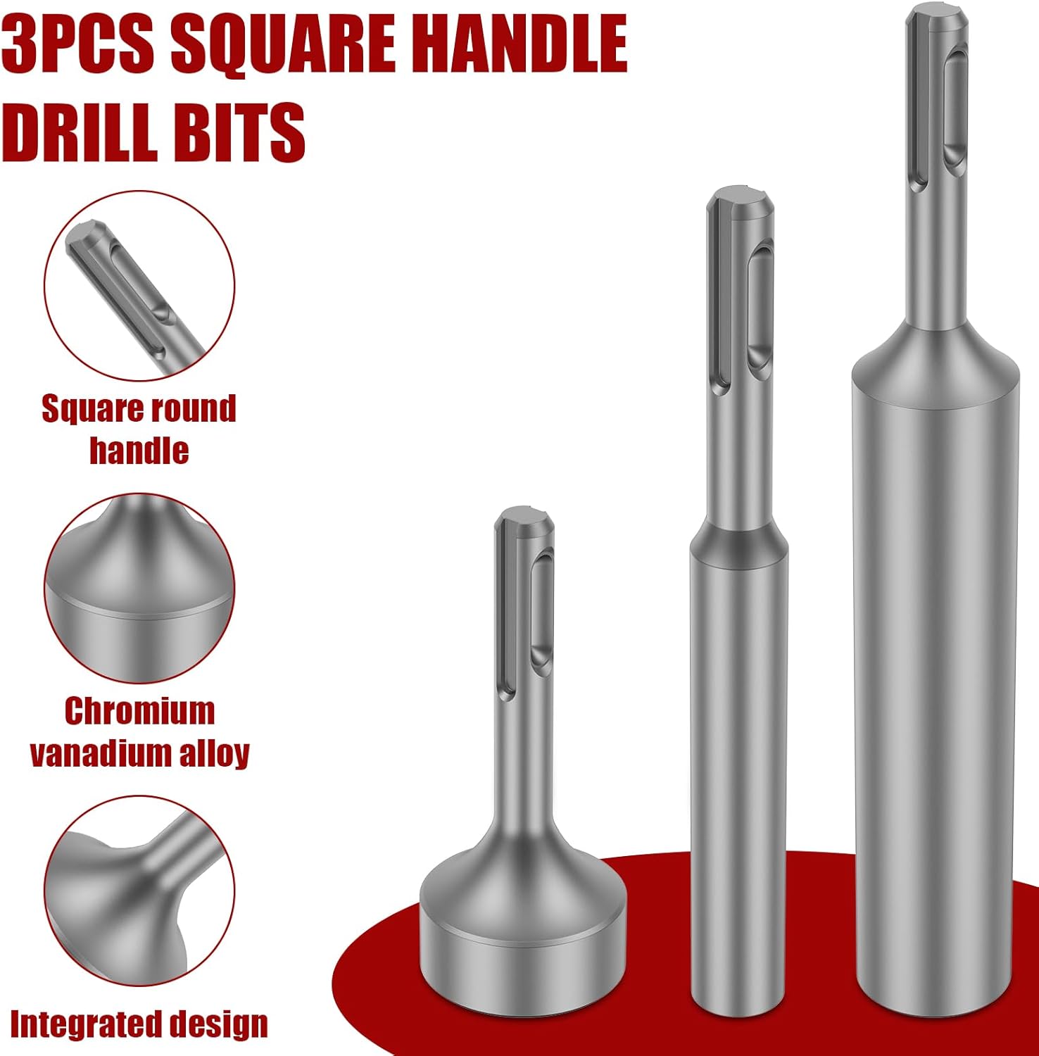 3PCS SDS Plus Ground Rod Driver Professional SDS Plus Ground Rod Bits Driver Socket One Piece Design for Commercial Industrial