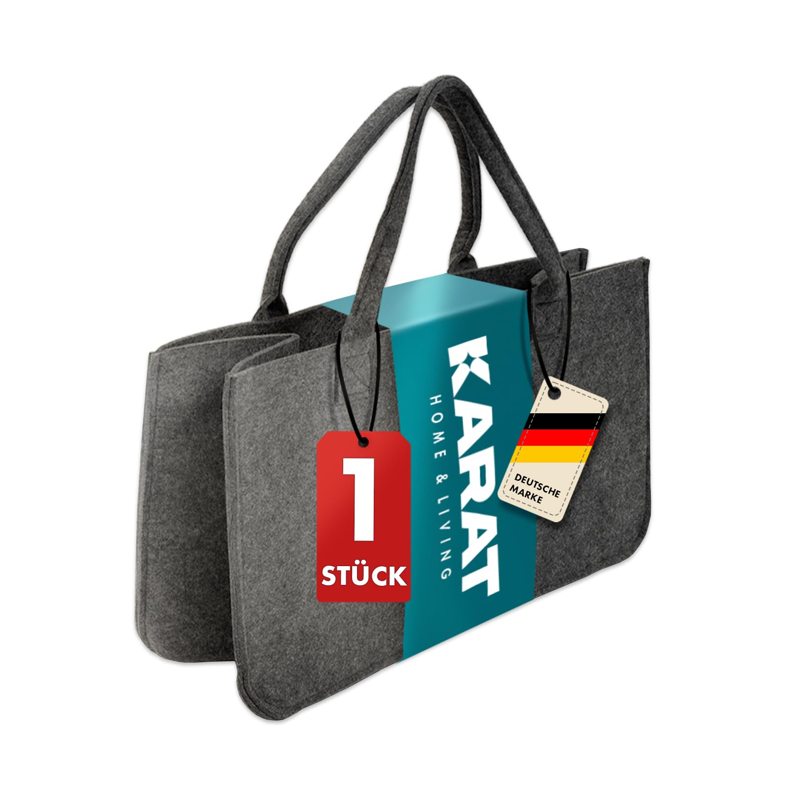 2 Sacs En Feutre Anthracite XXL 44x30cm - Pour Shopping, Bois, Journaux, Jouets, Pique-nique