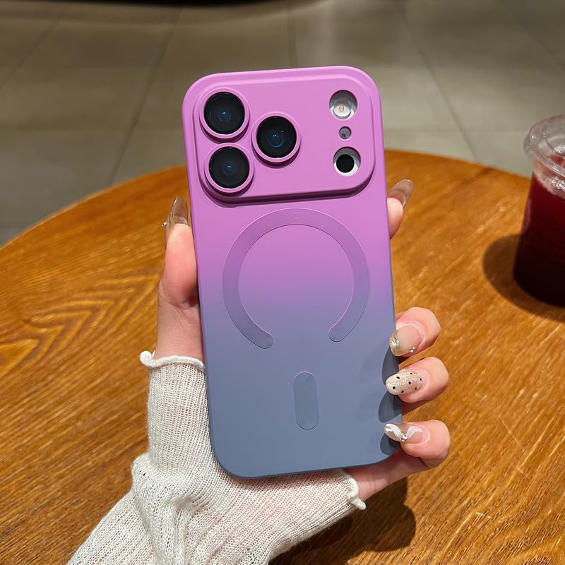 LuxuryKase Gradient Mag-Safe Case for iPhone 17 Pro | Soft Silicone Shockproof Cover with Camera Protection | Slim Lightweight Design | Smooth Touch & Durable - Purple