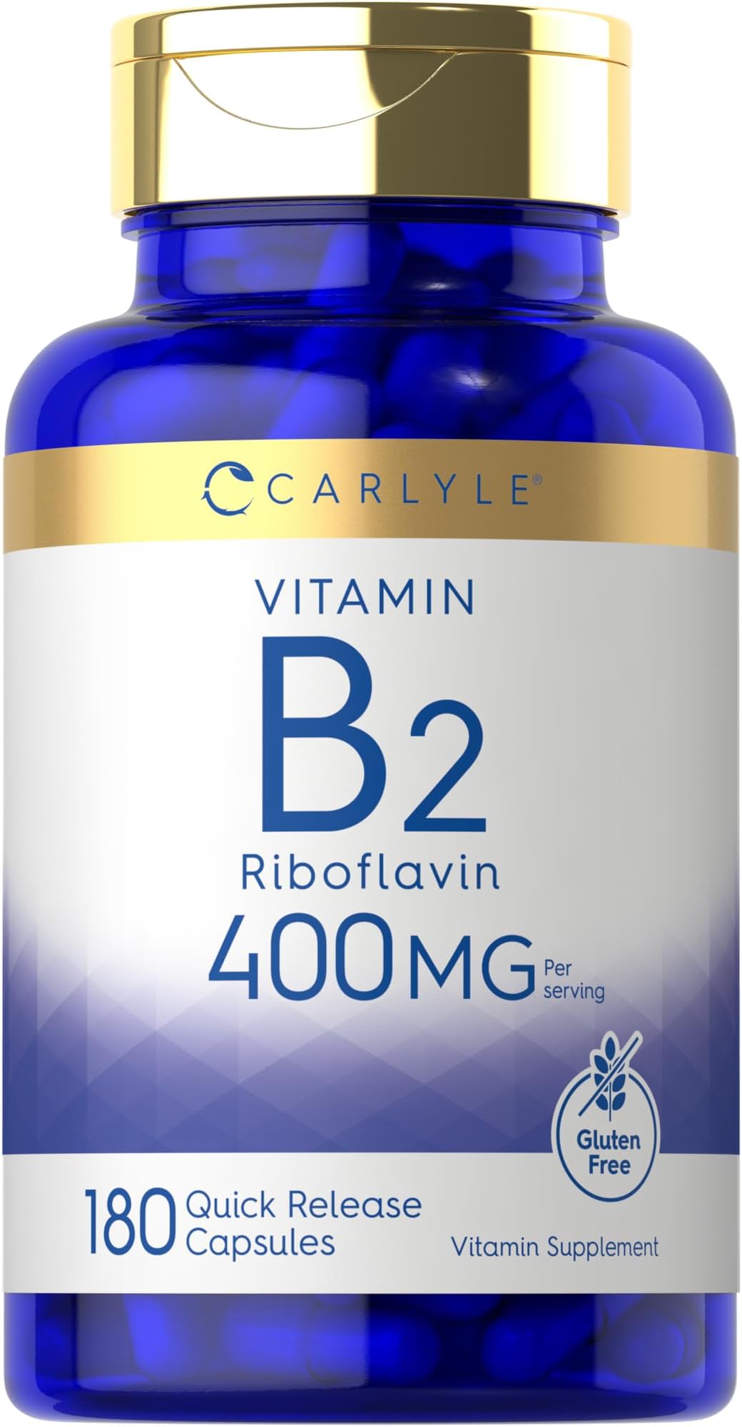 Carlyle Vitamin B-2 400mg | 180 Count | Non-GMO, Gluten Free Supplement | B2 Riboflavin