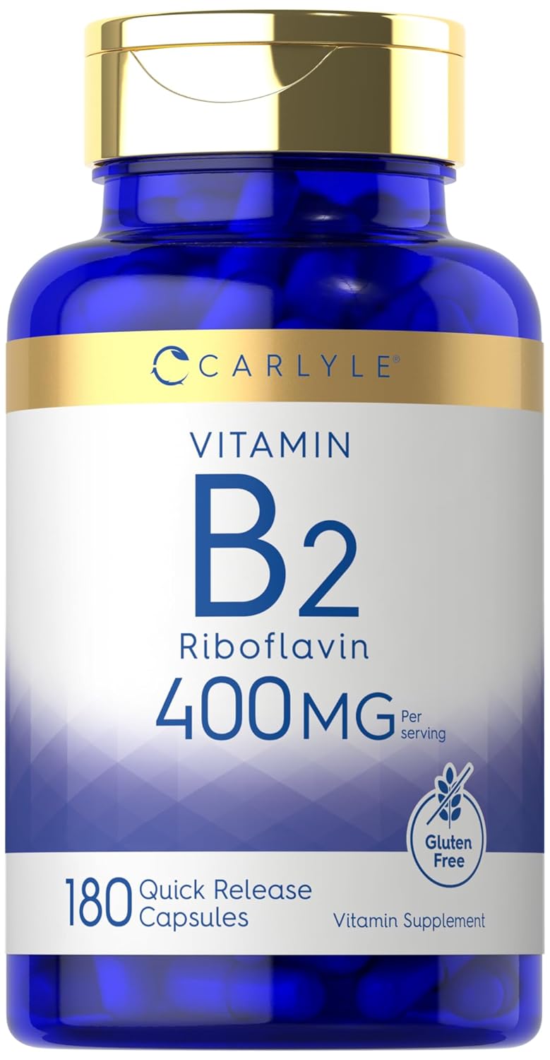 Carlyle Vitamin B-2 400mg 180 Count Non-GMO Gluten Free Supplement B2 Riboflavin