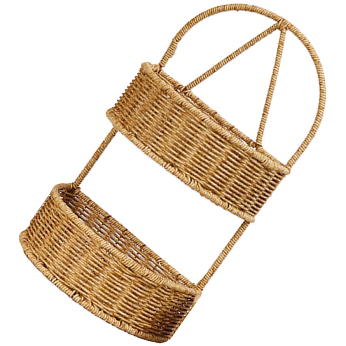 Cesta Colgante de Pared Tejida de Plástico de Dos Niveles