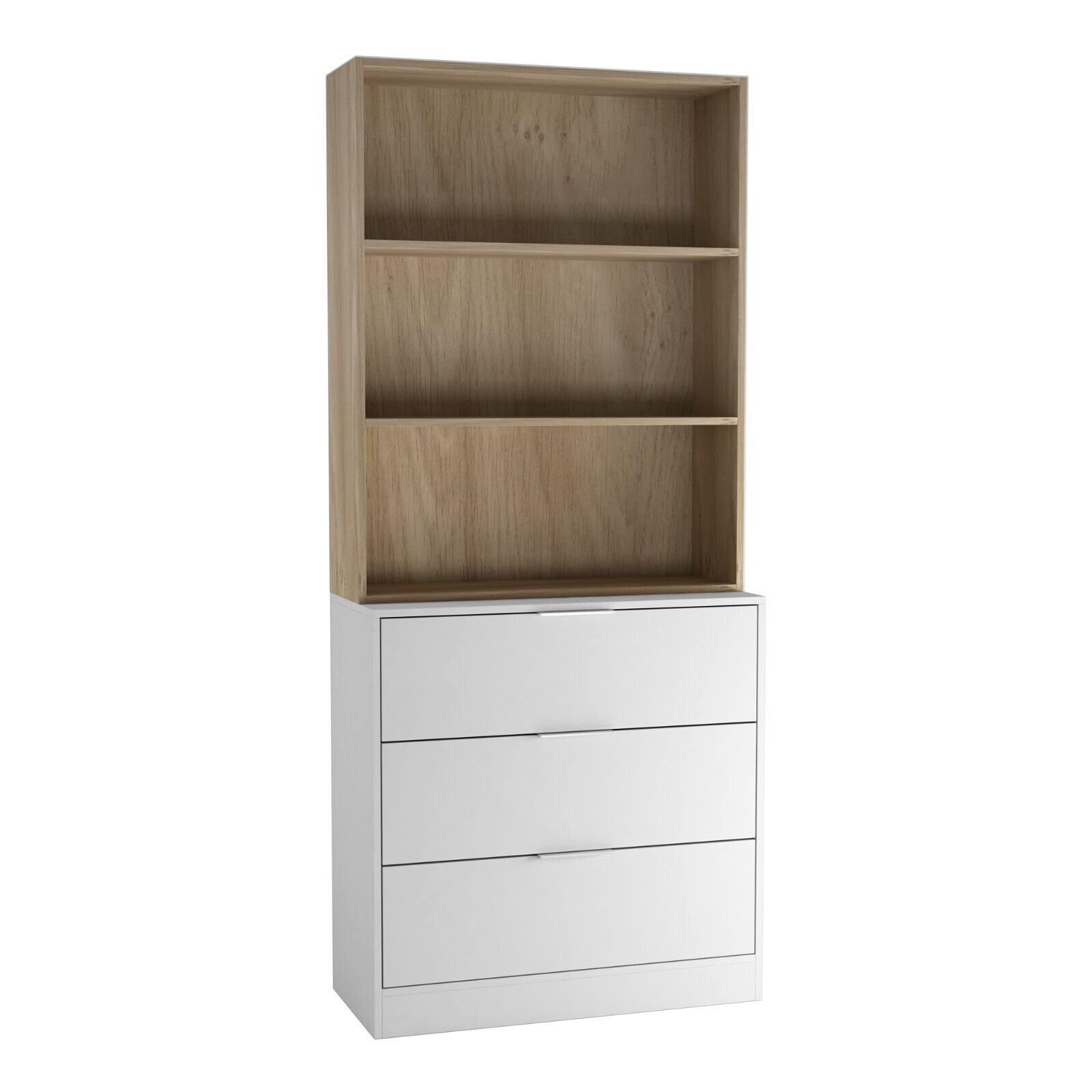 URBNLIVING 60/80cm 3 Drawer Tier Wooden Storage Chest Cabinet & Display Bookcase Shelving