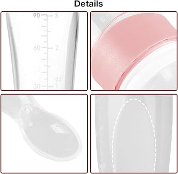 Silicone Baby Feeder - Baby Food Dispensing Spoon, Silicone Baby Spoon Food Feeder Bottle for Babies Over 3 Months, Blue/Pink Hiyoyo