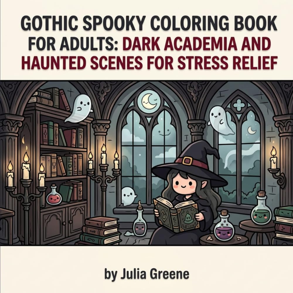 Gothic Spooky Coloring Book for Adults: Dark Academia and Haunted Scenes for Stress Relief