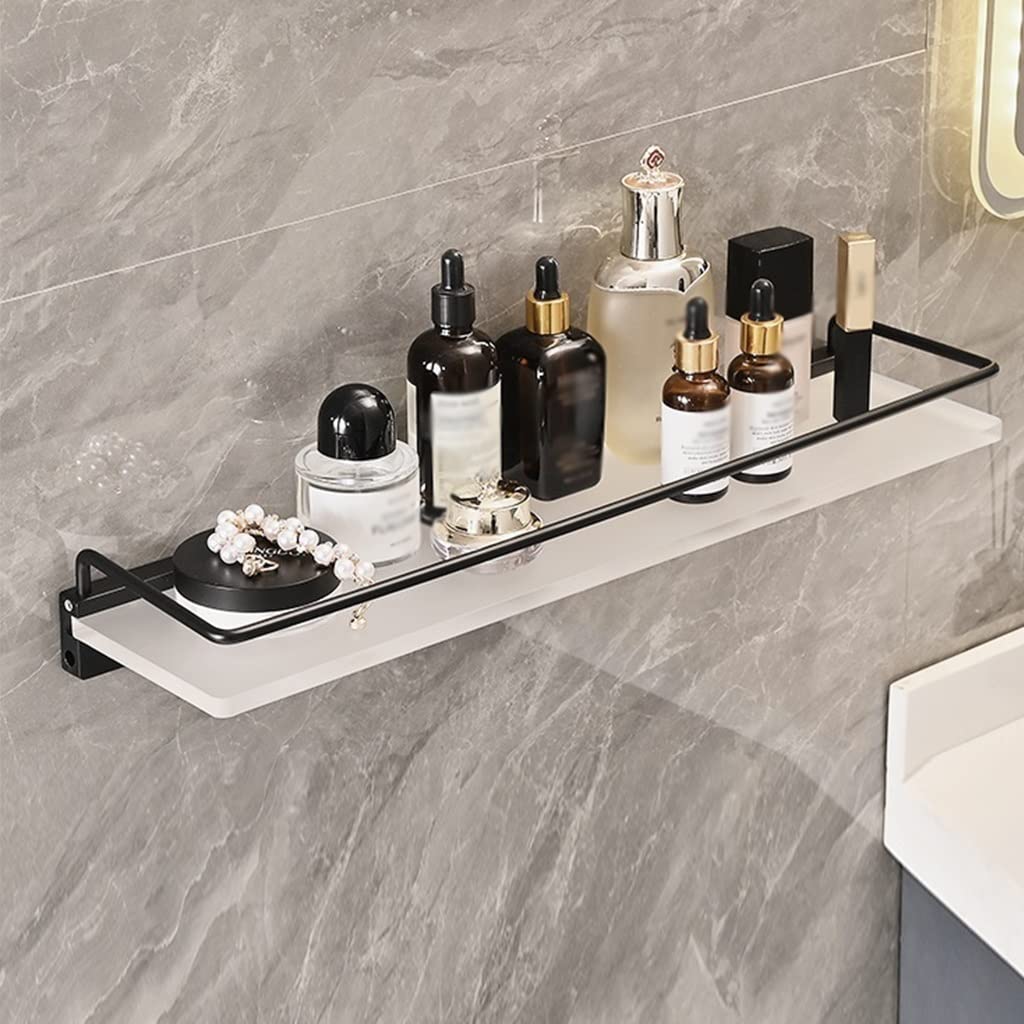 SDGBCXD bathroom shelves, Floating Shower Caddy with Towel Storage Rack, Space-Saving Aluminum Shelves for Shampoo & Gel(Shelf 50cm)