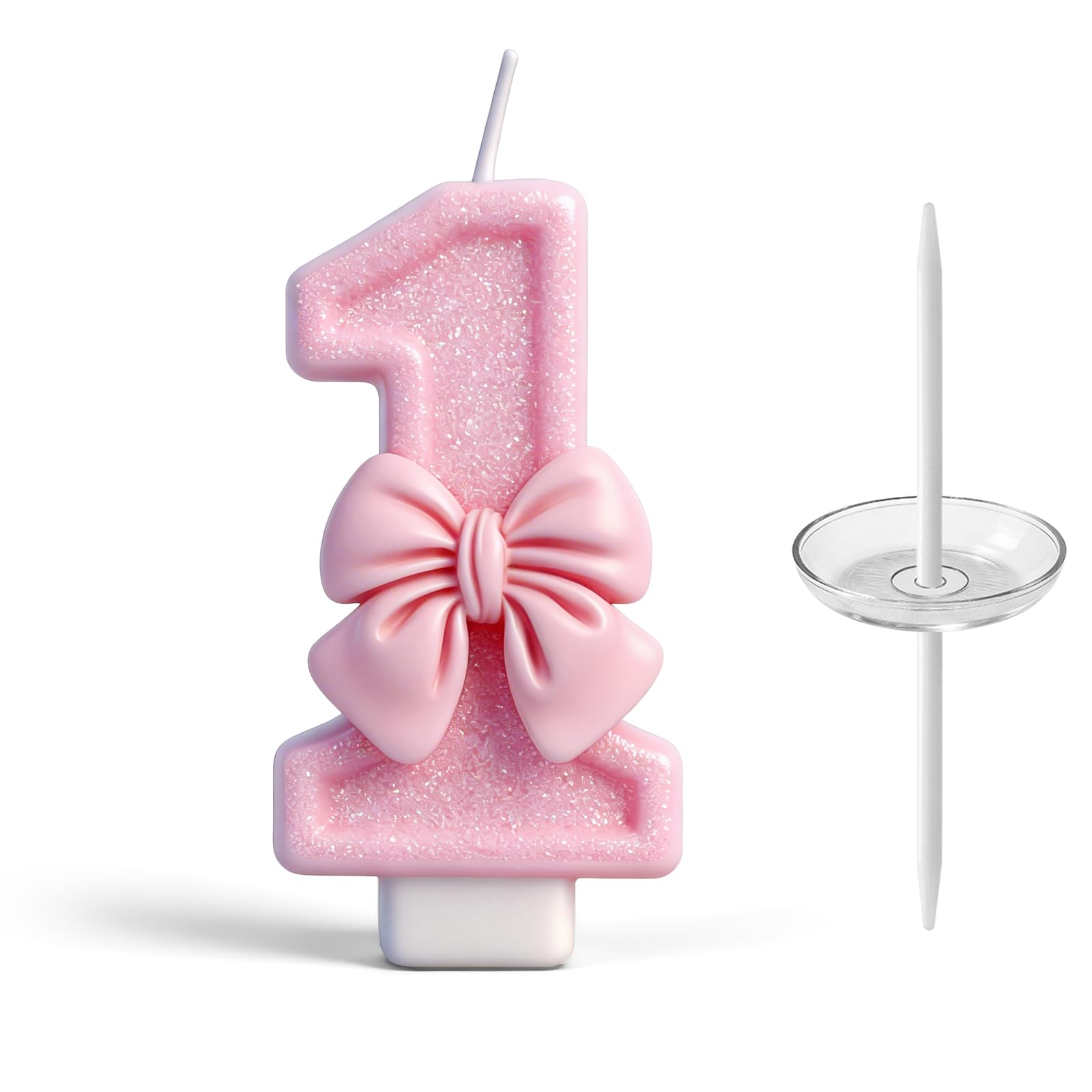 Peapin Girls Pink 1Nd Birthday Cake Topper, Butterfly Glitter Number Candle Cake Decoration, Birthday Candles, Number Candles For Cakes, Birthday Party Cake Decorations