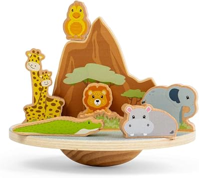 Bigjigs Toys Safari Wobble Board | Wooden Balance & Stacking Toy Toddlers