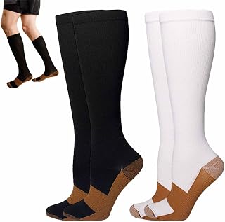 Compression Socks, Copper Comfortable Compression Stockings for Women & Men Graduated Support for Running Athletic