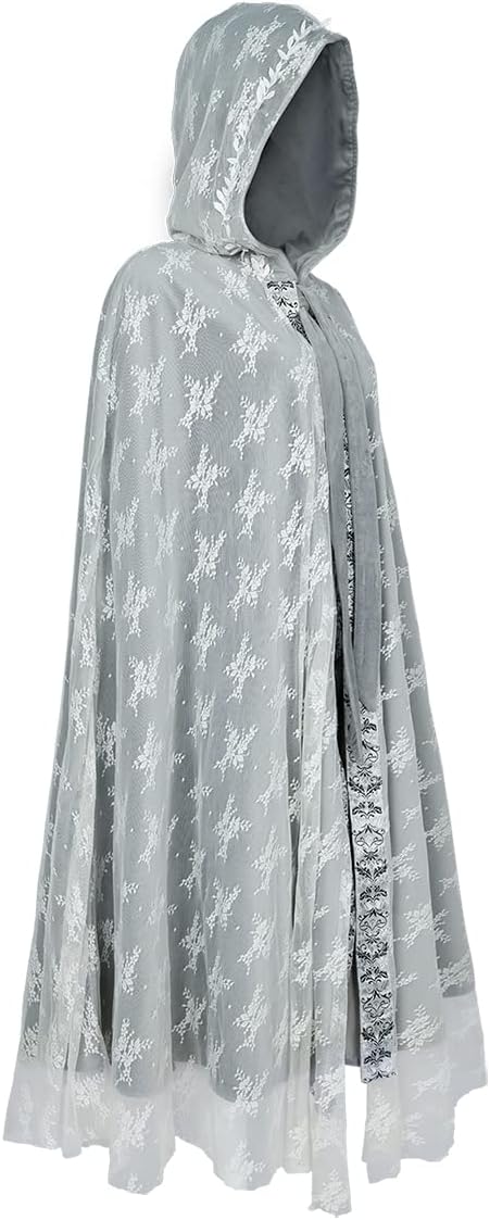 Mingyuezai Renaissance Hooded Cape Gothic Velvet Cloak Medieval Witch Capelet - Image 3