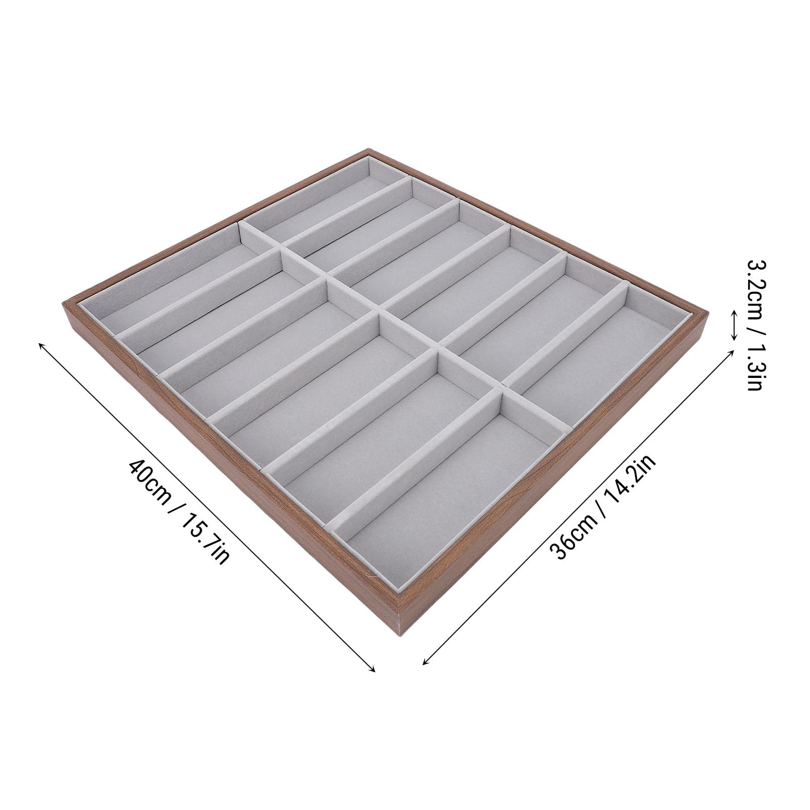 Fockety Scatola Organizer per Occhiali, 12 Griglie Organizer per Occhiali da Sole Organizer per Occhiali Vassoio Portaoggetti per Occhiali da Sole con Venature del Legno per Occhiali,