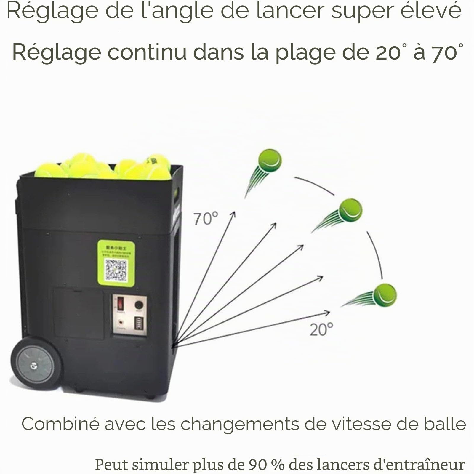 Lanceur de balles de Tennis Portable, Automatique et Intelligent, avec télécommande et Application, Angle réglable, capacité de 50 balles, pour débutants