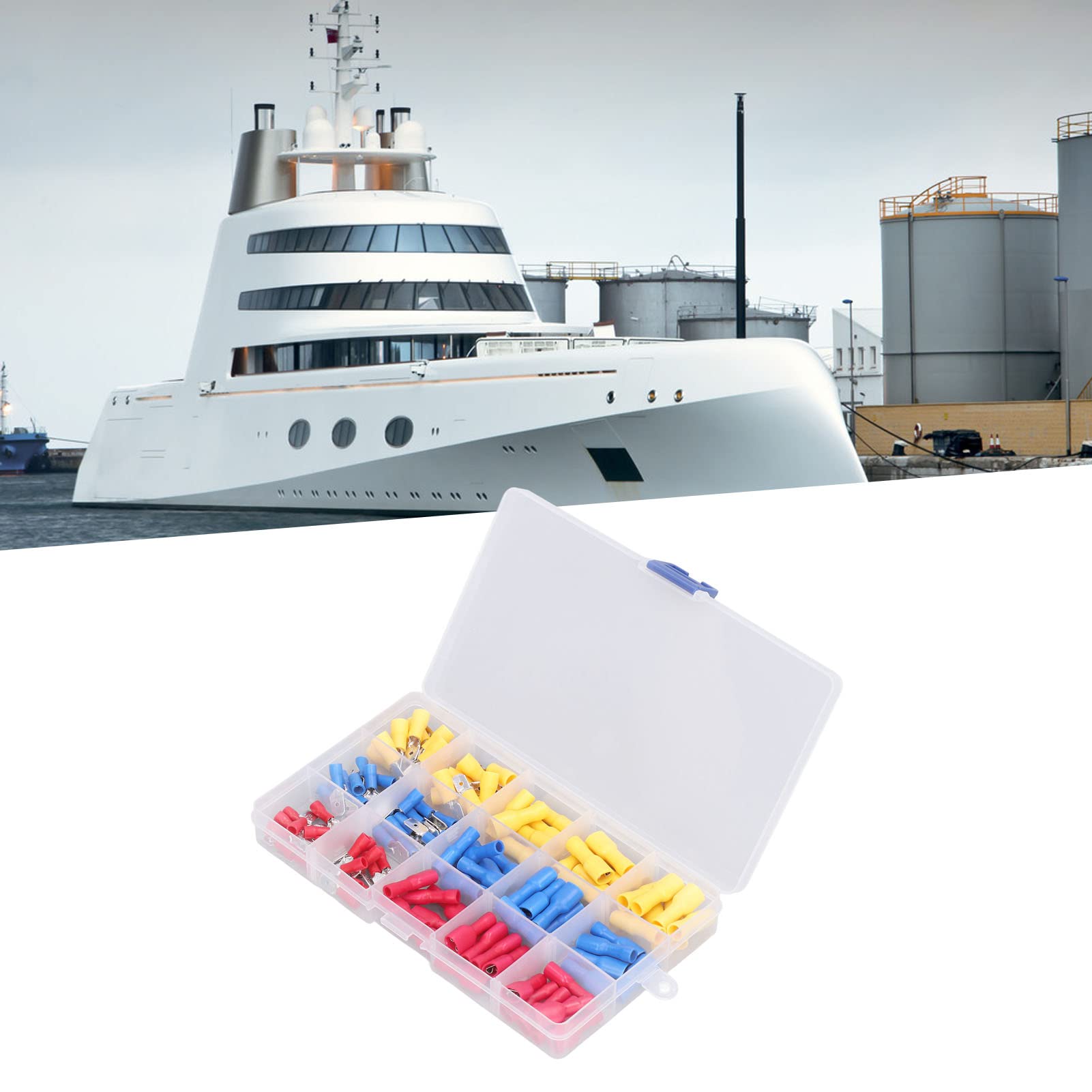 Natudeco 120Pcs Female Male Spade Wire Connector Electrical Wire Connectors Kit Copper PVC Insulated Electrical Crimp Terminal for Marine and Automotive, Natudecoan3vqtcpmf