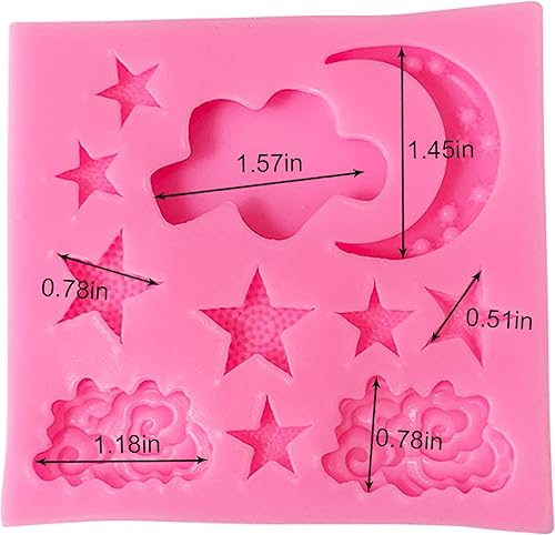 Miniatura 7 de 2 moldes de chocolate con luna y estrella, moldes de silicona para fondant de nube, para chocolate, dulces, galletas, hornear, pasteles, decoración