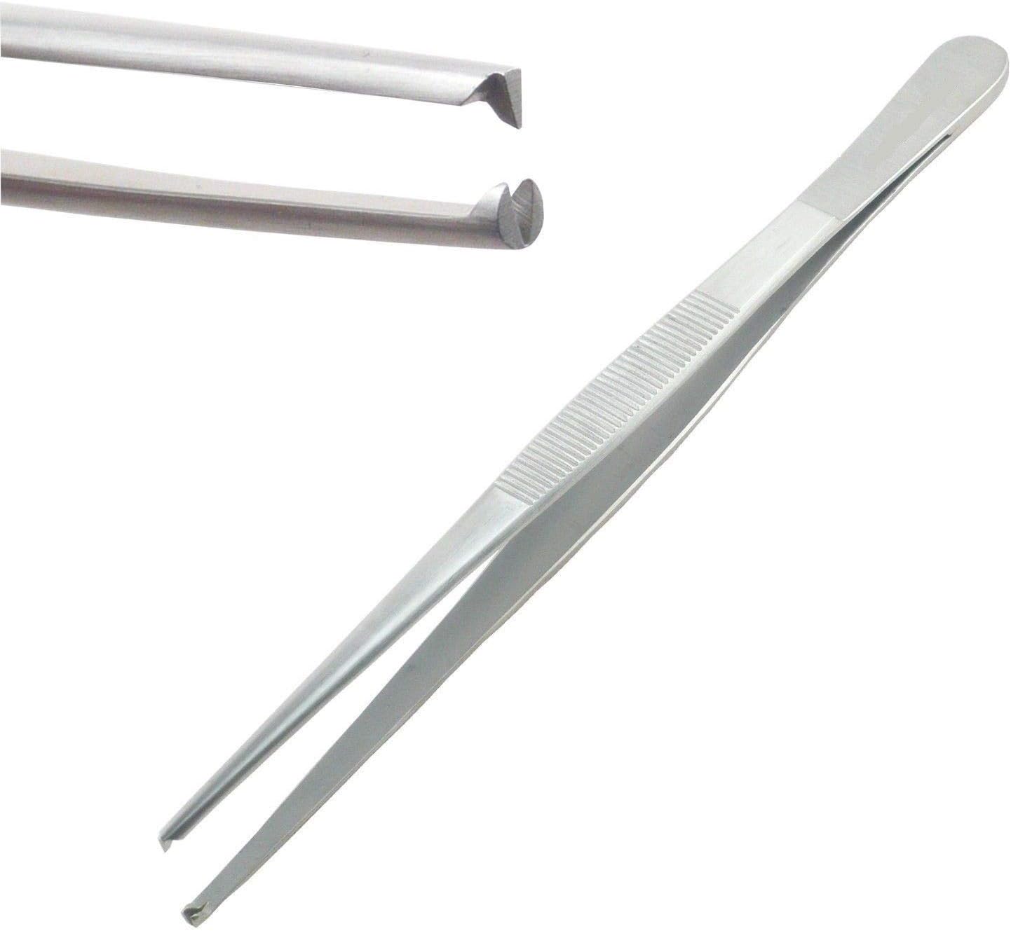 Dissecting Tissue Thumb Forceps Tweezers 8" (20.32 cm), Blunt 1x2 Rat Tooth Straight Stainless Steel