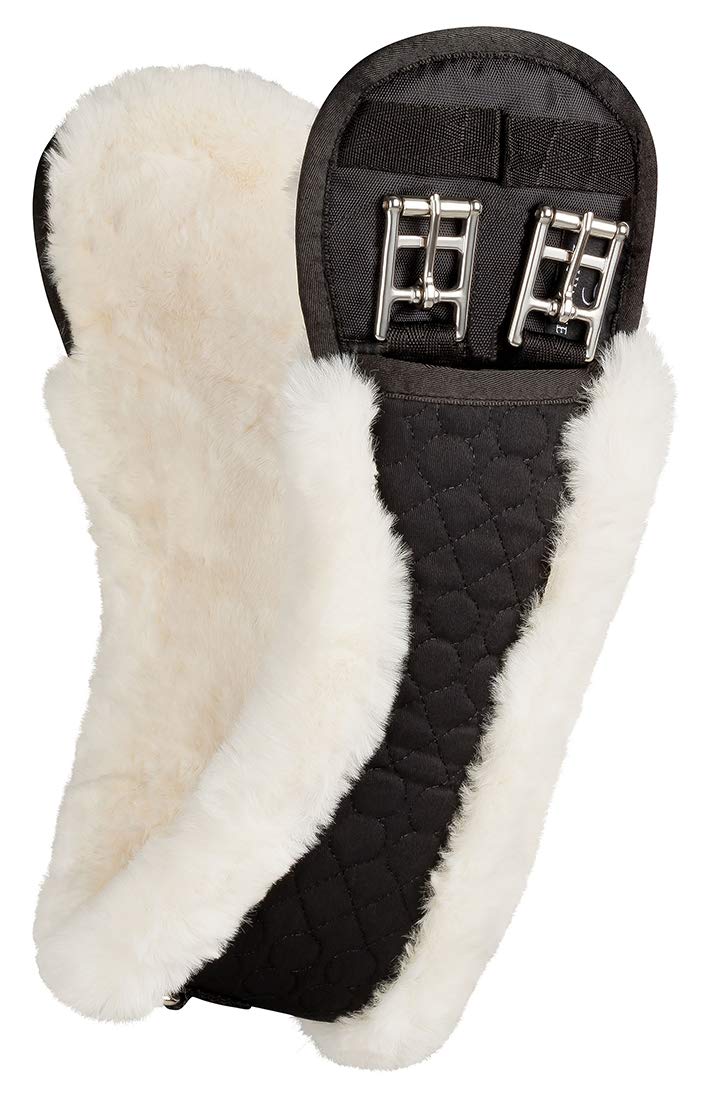Equinate Mondgurt anatomisch synthetisches Lammfell Kurzgurt Sattelgurt Dressurgurt 50-80 cm braun schwarz