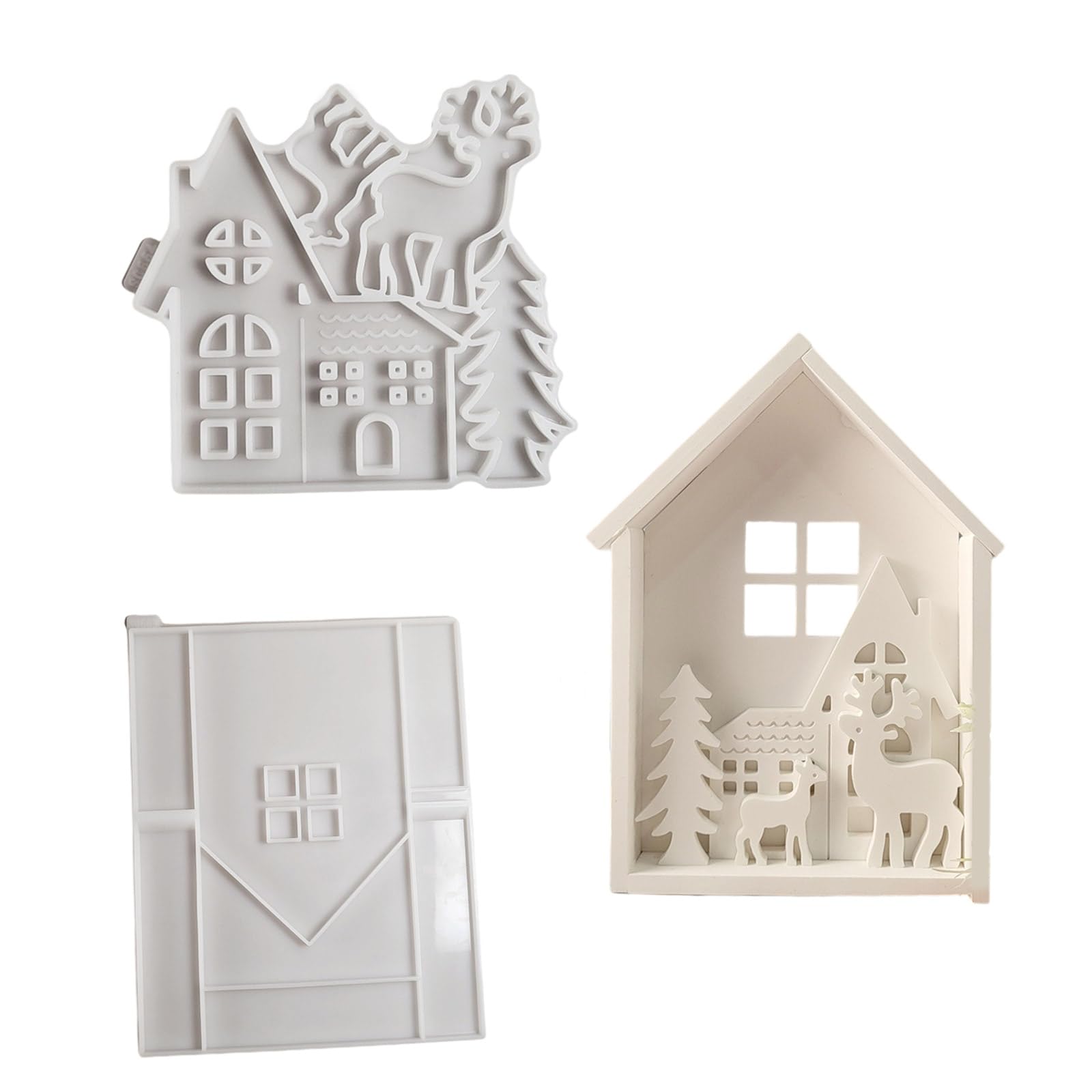 Moule silicone maison de rennes flexible pour bricolage de Noël et bijoux créatifs