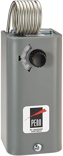 Johnson Controls A19BAF-1C Penn Series A19 Termostato de espacio de bombilla en espiral A19, ventilación, calefacción, acción de interruptor SPDT,