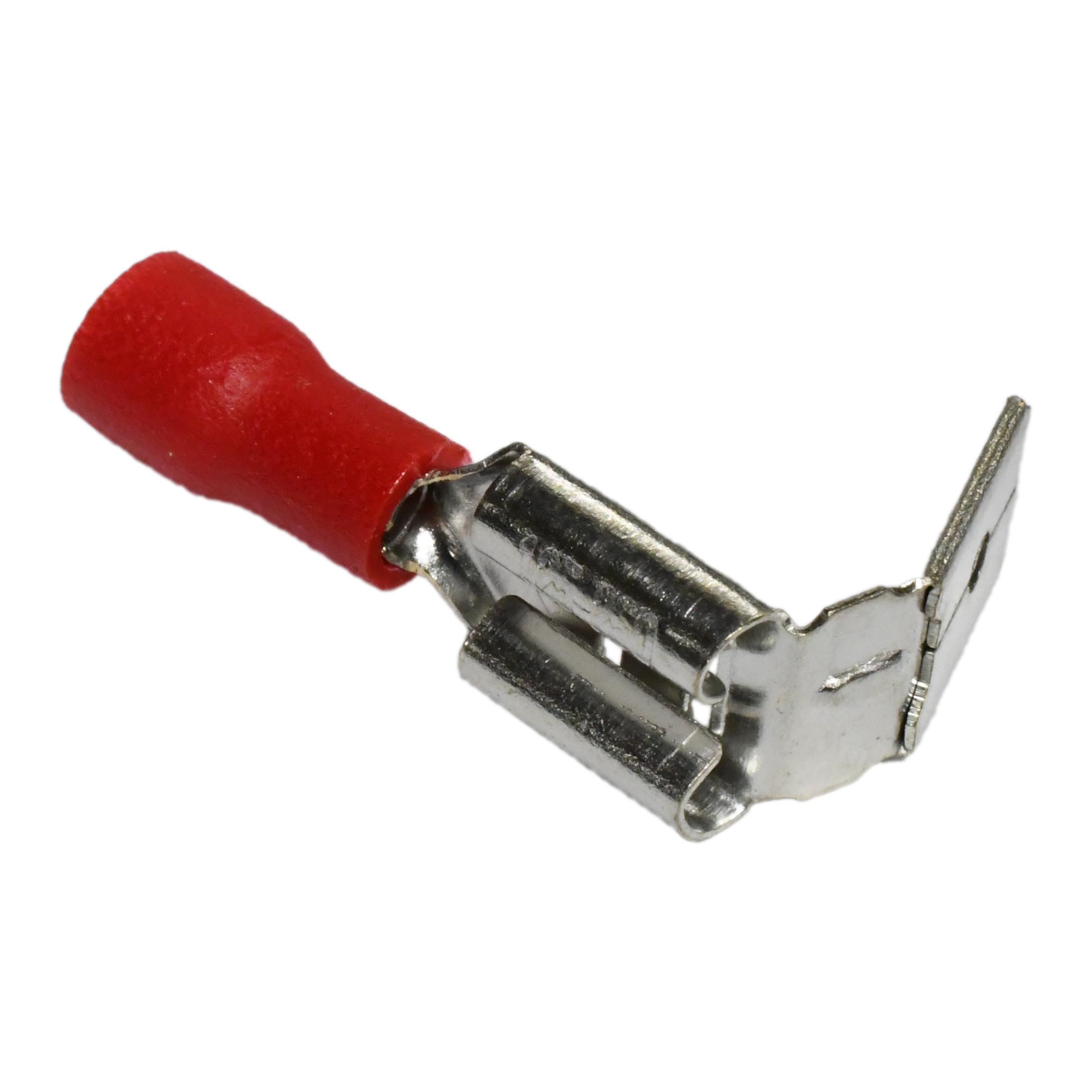 Lot de 200 connecteurs à sertir isolés à déconnexion rapide 22-16 AWG 600 V 10 A Nema Tab 0,8 x 6,35 (200, 22-16 AWG rouge, piggyback 0,8 x 6,35)