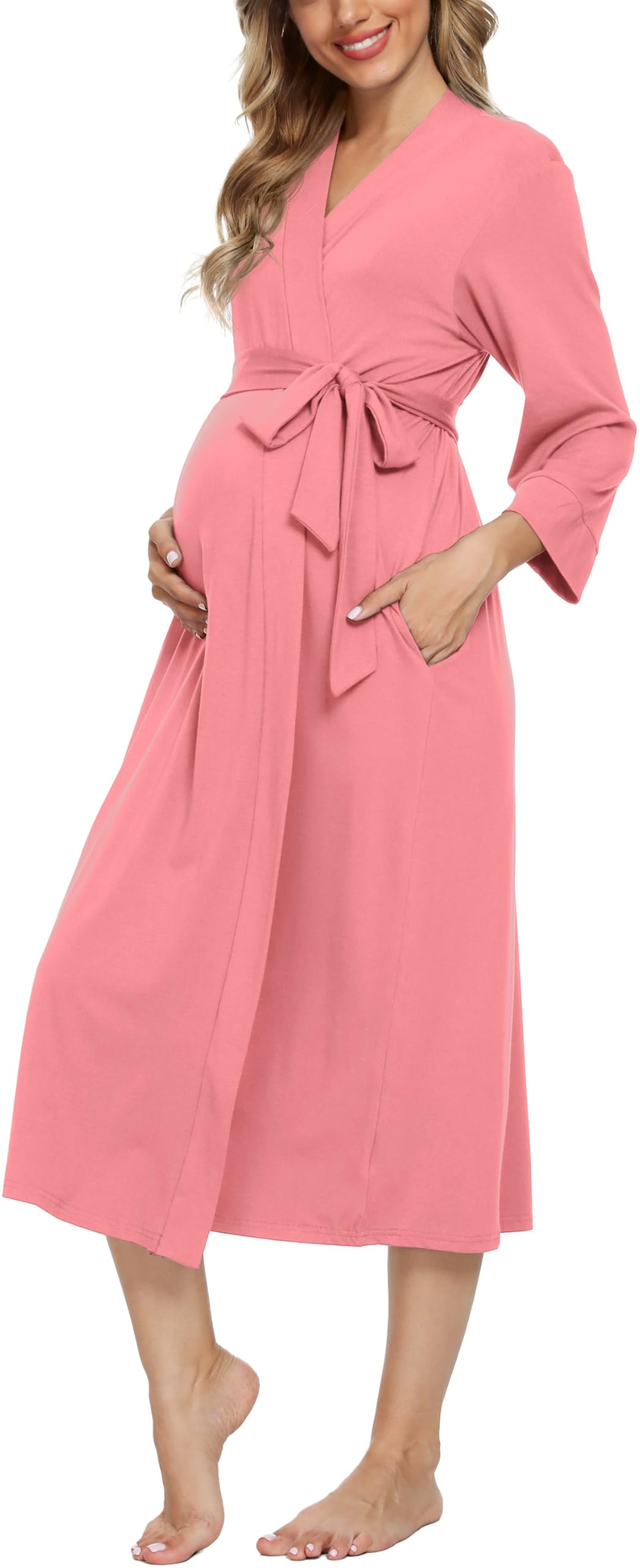 xpenyo Women's Maternity Sleepwear,Labor/Delivery/Nursing/Hospital Nightgown Kimono Robes Long Pregnancy Loungewear-picture-24