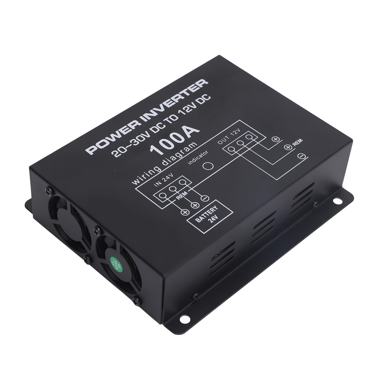 Akozon Convertidor Reductor de Voltaje Reductor de 24V a 12V con Control de Temperatura para Automóviles, Camiones, SUV (100A)