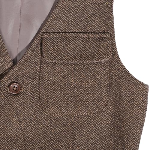 Image of Boys Retro Tweed Vest for Kids Classic Casual Waistcoat