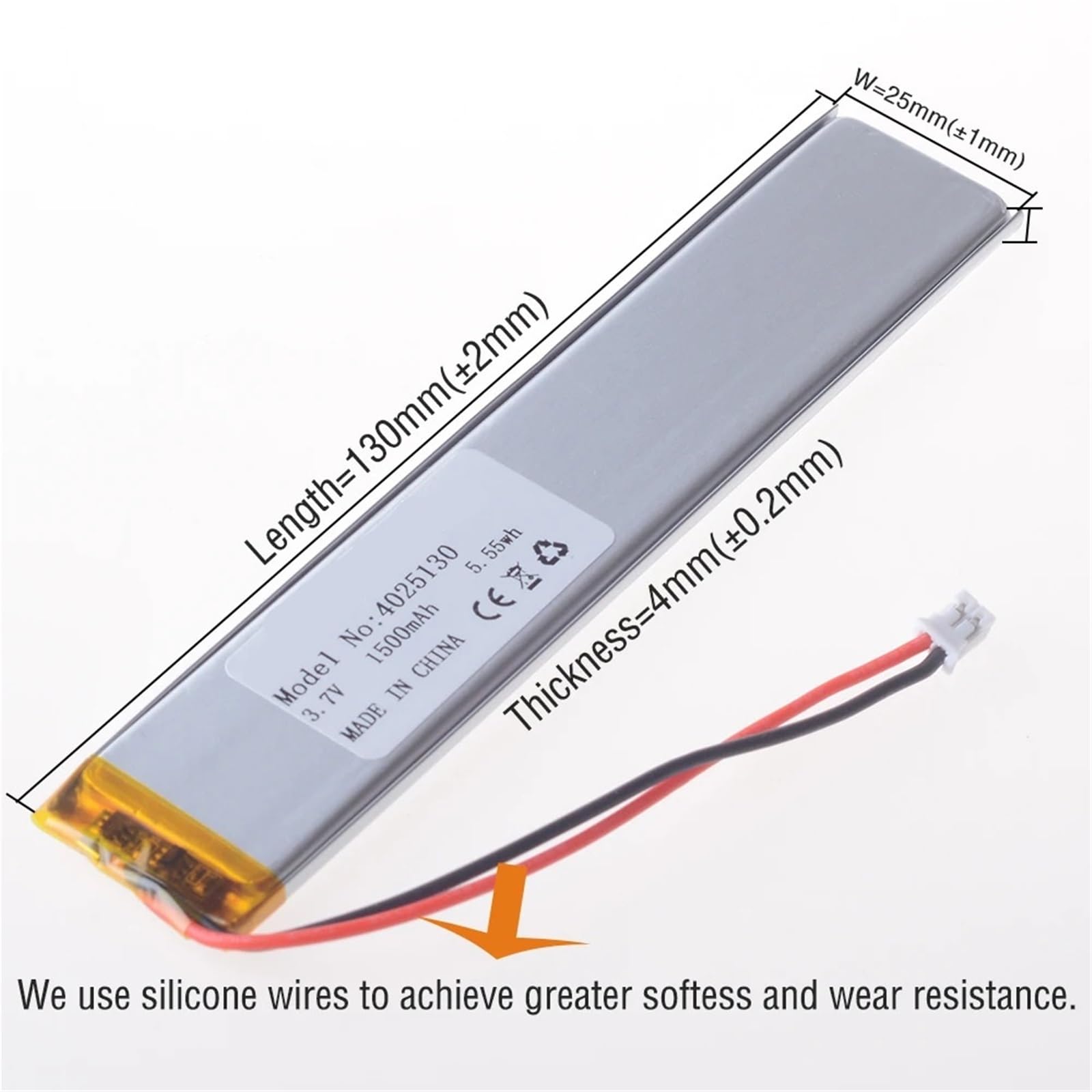 4025130 de 3,7 V y 1500 mAh (1 Unidad)(2.0 3P Cable 5CM)