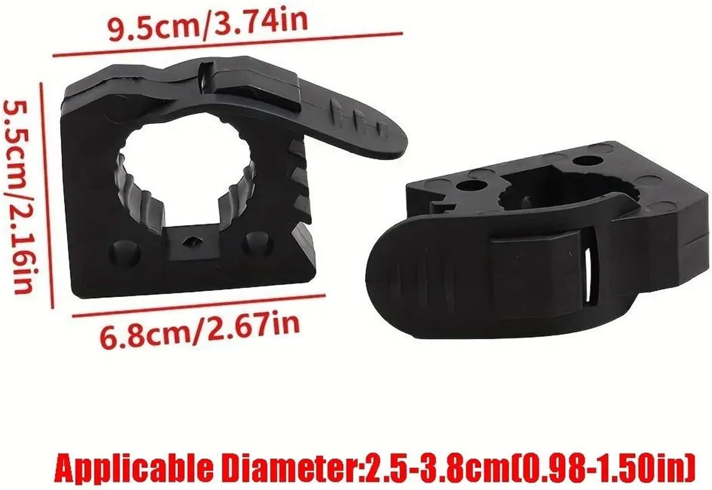 Shovel Mount 2 Pieces Quick-Release Clamp Bracket Quick Installation Rubber High Load Capacity(Red)