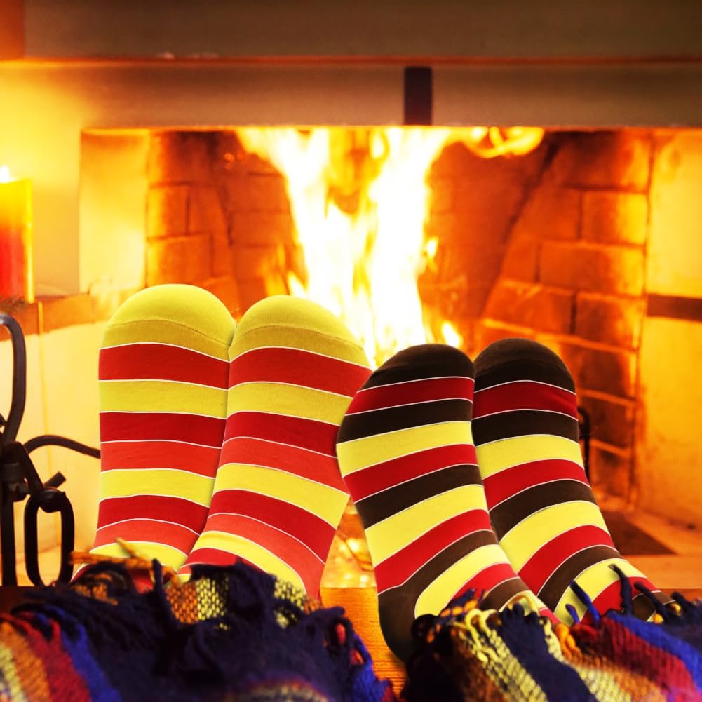 LUKBERA 4 Pairs Thanksgiving Turkey Socks, Turkey Trot Running Socks Striped Mid-calf Socks for Thanksgiving Women Men Autumn Holiday Gifts Decor - Image 6