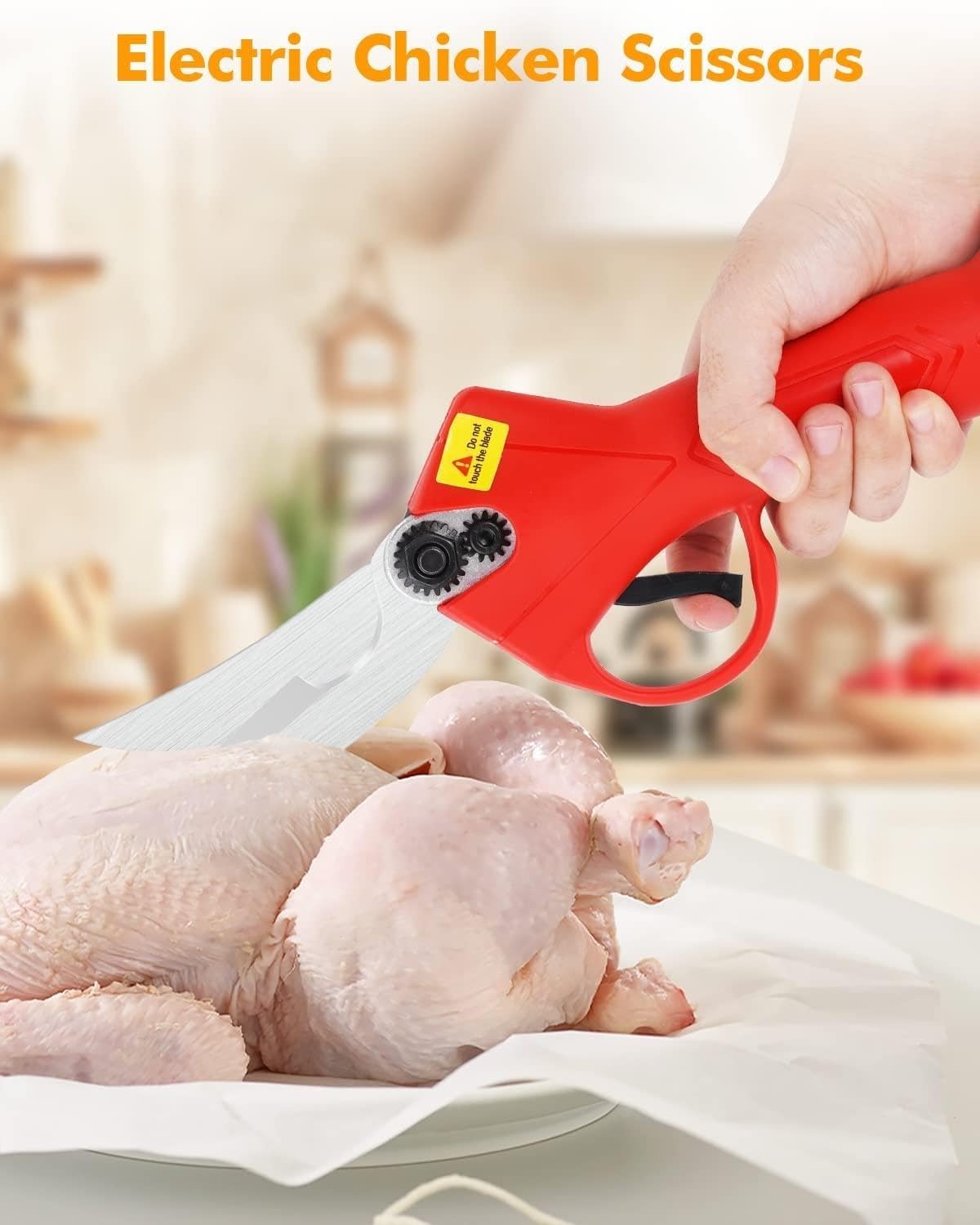 Tijeras de Cocina eléctricas de Alta Resistencia, Profesionales, inalámbricas, de Acero Inoxidable, for Cortar Huesos de Pollo, Aves, Aves de Corral, Carne de rapaz, Cangrejo y mariscos.
