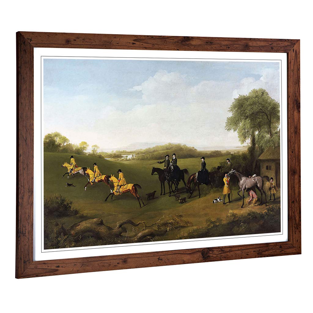 Big Box Art Framed Print of George Stubbs Racehorses Excersising Design | Wall Art Picture | Home Decor for Kitchen, Living Room, Bedroom, Hallway, Walnut, A2 / 24.5x18 Inch / 62x45cm