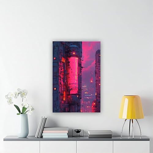 Miniatura 6 de XAHOR Arte de pared retro pop de neón vibrante, impresión abstracta urbana Cyberpunk, póster moderno para decoración del hogar, arte de pared,