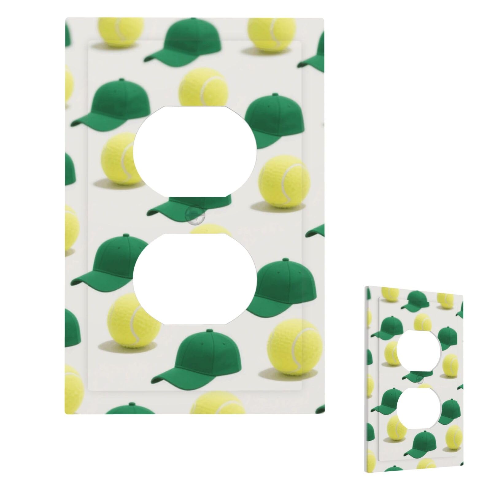 Tennis Wall Plate Cover Modern Decorative 1 Gang Light Switch Cover Unbreakable Receptacle Outlet Covers For Living Room Bedroom Home Decor Duplex