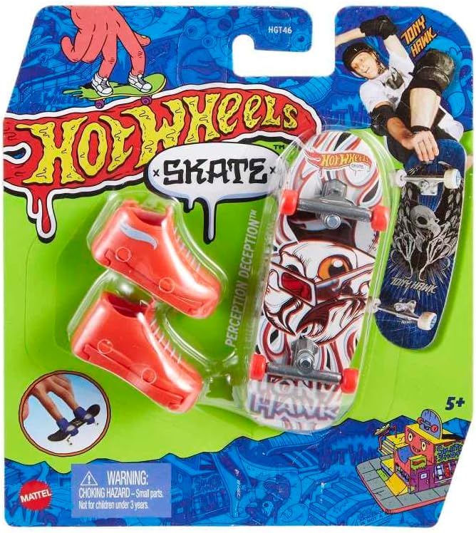 Hot Wheels Skate Fingerskate Tony Hawk HNG41 Pack 1 Finger Skateboard + 1 Pair of